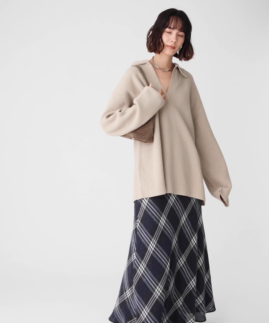 BABYLONE スキッパーミドルゲージニットプルオーバー BABYLONE（バビロン） ニット セーター スキッパーミドルゲージニット