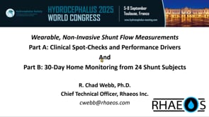Wearable, Non-Invasive Shunt Flow Measurements, Part A: Clinical Spot-Checks and Performance Drivers And Part B: 30 Days Home Monitoring from 24 Shunt Subjects -R. Chad Webb