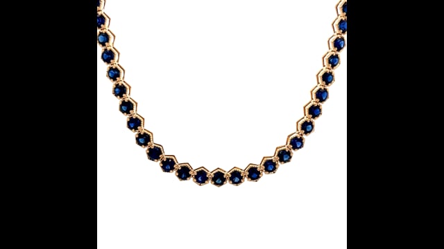 15 Carat Blue Sapphire Tennis Necklace 14k Yellow Gold – Filigree
