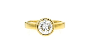 1.72 Carat Bezel-Set Diamond Solitaire Ring in 14kt Yellow Gold