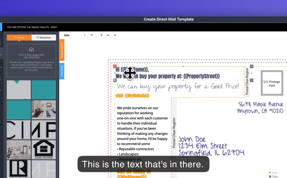 Edit A Direct Mail Template From Marketplace