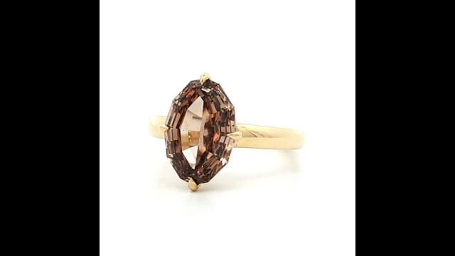 3.58 Oval Step Cut Cognac Diamond 18k Yellow Gold – Filigree Jewelers