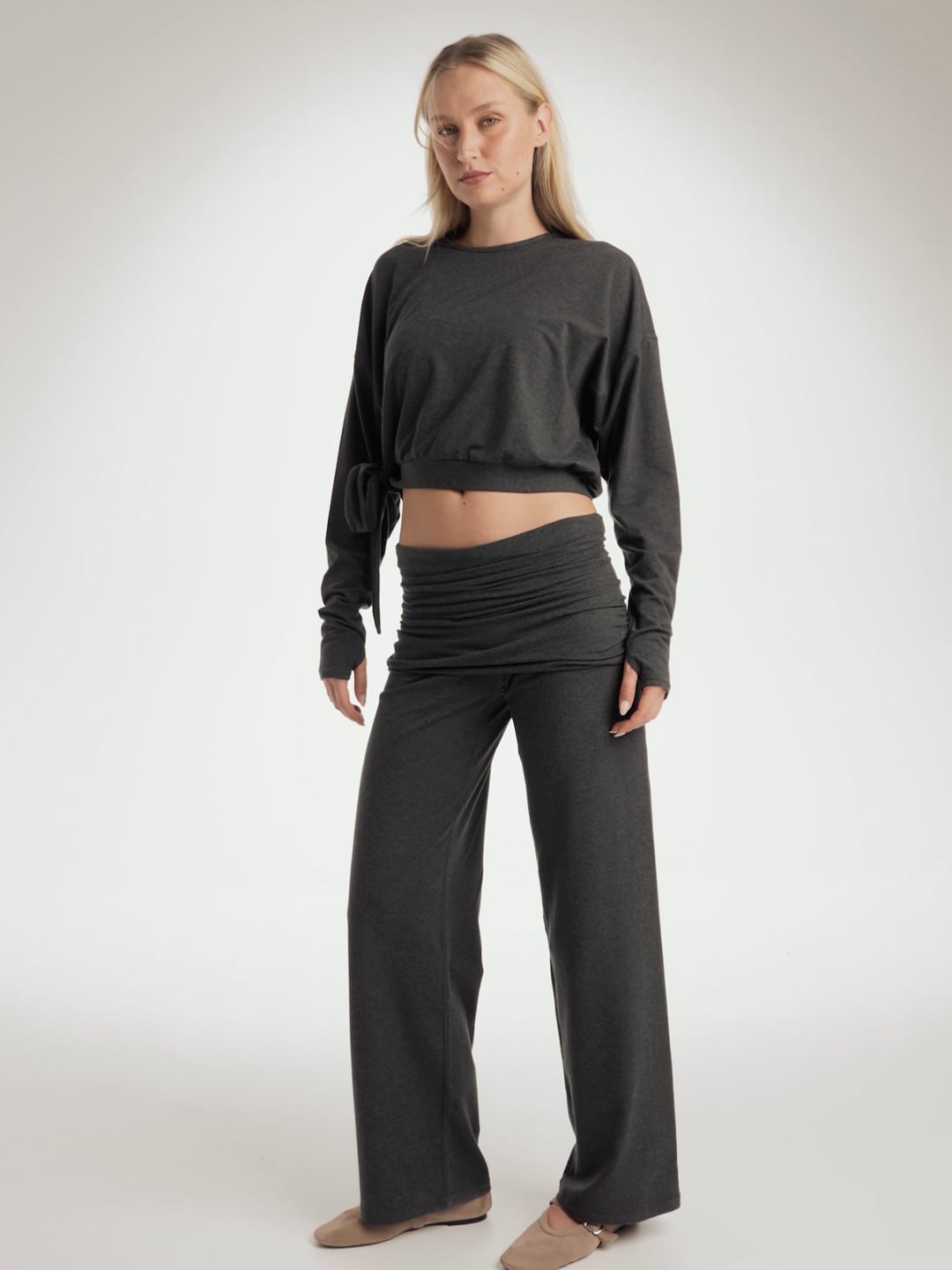 מכנסי יוגה רחבים מבד gaia