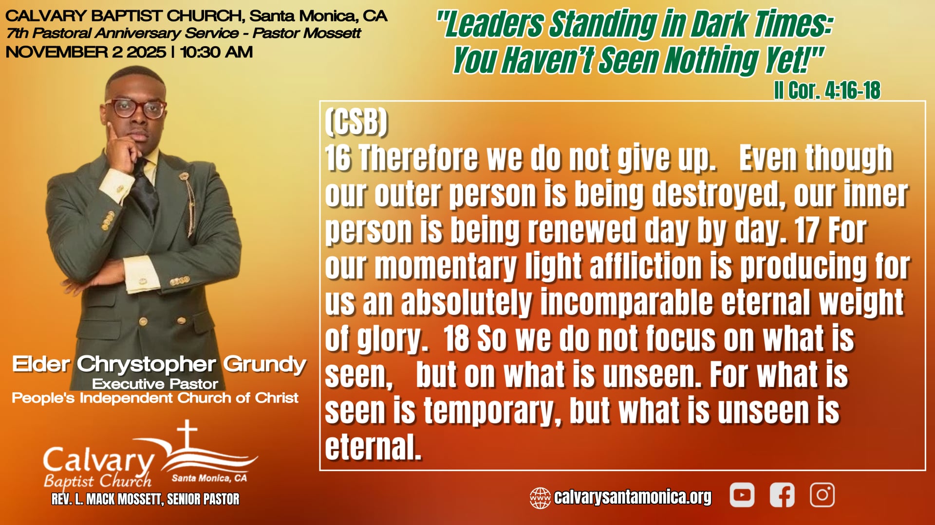NOV 2 2025 Calvary Baptist Church, Santa Monica