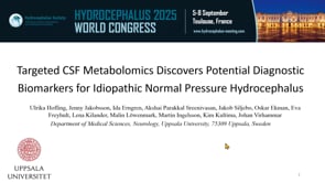 Targeted CSF Metabolomics Discovers Potential Diagnostic Biomarkers for Idiopathic Normal Pressure Hydrocephalus-Ulrika Hofling