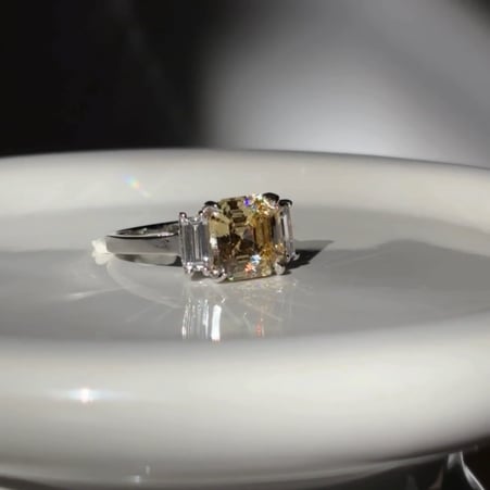 Canary Asscher with Baguette Side Stones (4 TCW)