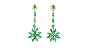 3.00 ct. t.w. Emerald and 1.00 ct. t.w. White Topaz Drop Earrings in 18kt Gold Over Sterling