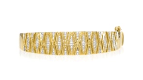 .50 ct. t.w. Diamond X-Pattern Bangle Bracelet in 18kt Gold Over Sterling