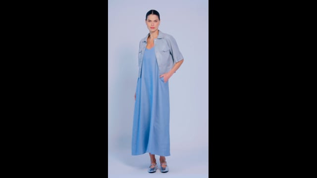 Vestido em Linho Azul Debora