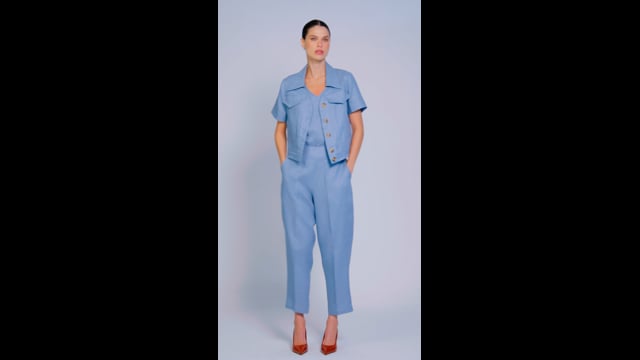 Jaqueta em Linho Azul Debora