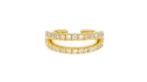 .20 ct. t.w. Diamond Double-Row Single Ear Cuff in 18kt Gold Over Sterling