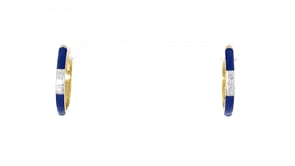 Navy-Blue Enamel and Diamond Hoop Earrings in 18kt Gold Over Sterling
