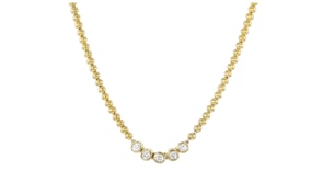 .25 ct. t.w. Bezel-Set Lab-Grown Diamond and 18kt Gold Over Sterling Beaded Necklace