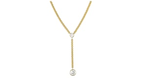 1.00 ct. t.w. Bezel-Set Lab-Grown Diamond and 18kt Gold Over Sterling Beaded Y-Necklace