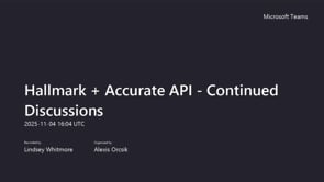 Hallmark + Accurate API - Continued Discussions