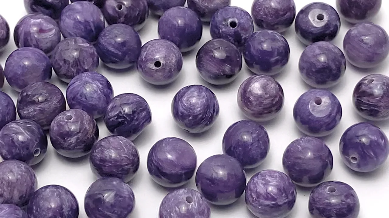 チャロアイト（産地・ロシア） 片穴ラウンド8mm 2粒｜天然石ビーズの卸