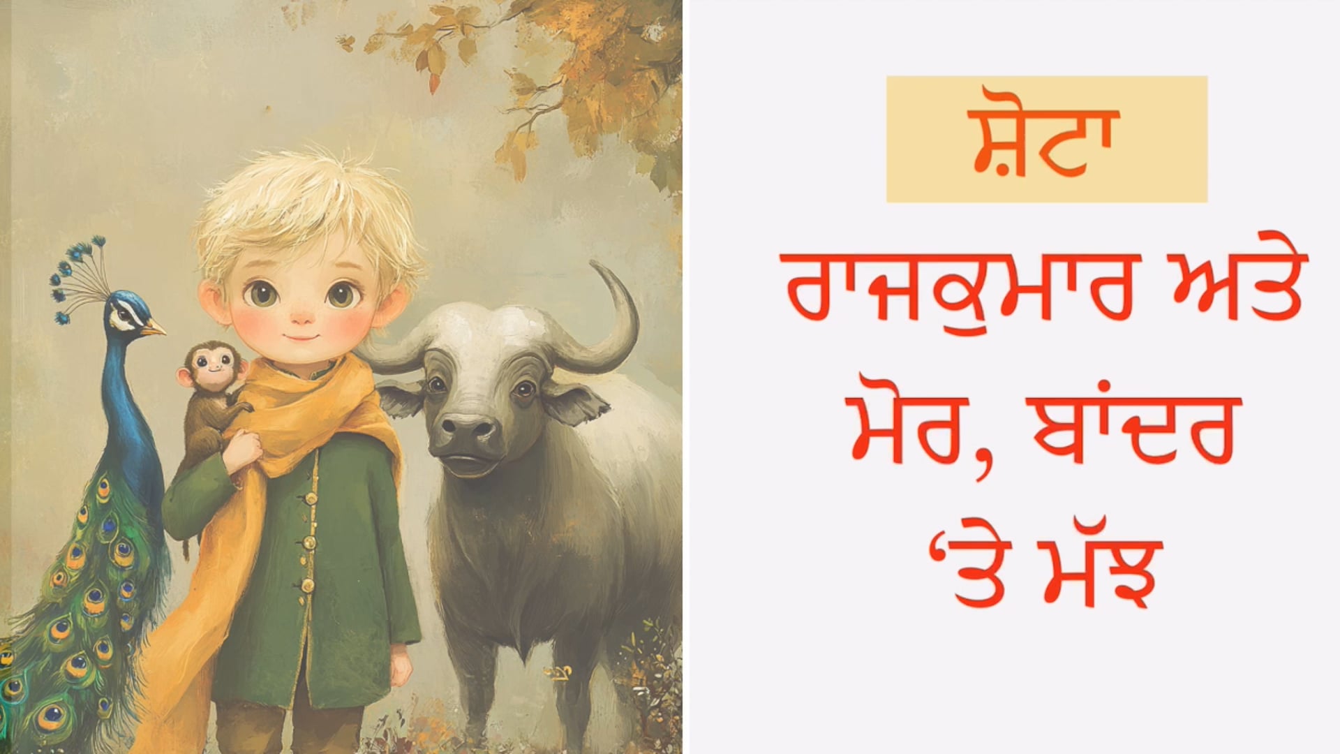 ਸ਼ੋਟਾ ਰਾਜਕੁਮਾਰ, ਮੋਰ, ਬਾਂਦਰ ਅਤੇ ਮੱਝ