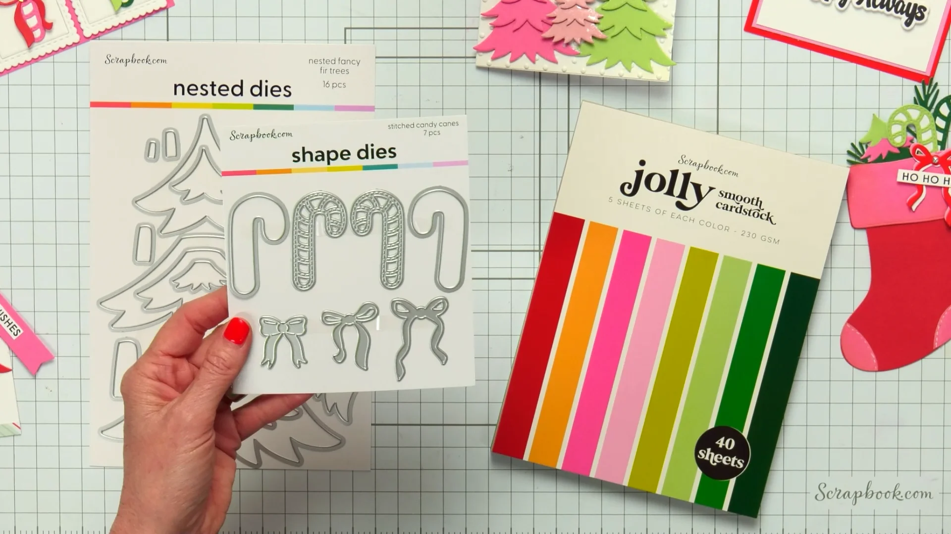 Decorative Die Set - Stitched Candy Canes with Bows | Scrapbook.com