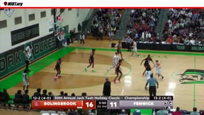 Kicked ball just inside the three point line.  Designated spot throw in base line.