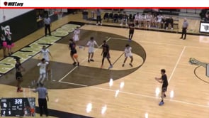 Foul just inside three point line and top of the key.  Designated spot throw in base line.