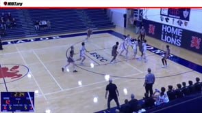 Drive to the lane from Center's primary and double whistle.  Lead calls foul on the floor but looks to be continuous motion.