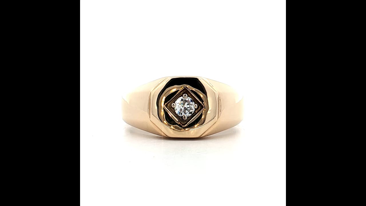 20 Vintage Mens Diamond Signet Ring 14k Yellow Gold – Filigree