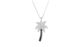 .10 ct. t.w. Black Diamond Palm Tree Pendant Necklace in Sterling Silver