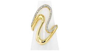 .25 ct. t.w. Diamond Double-Wave Ring in 18kt Gold Over Sterling