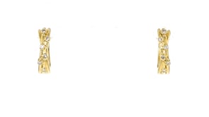 .10 ct. t.w. Bezel-Set Diamond Crisscross Hoop Earrings in 18kt Gold Over Sterling