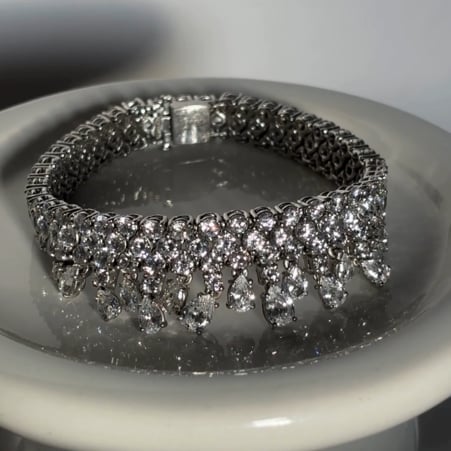 Multi-Row Bracelet with Pear Drops