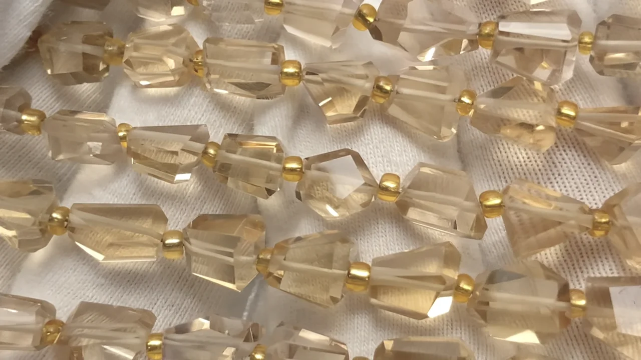 シャンパンシトリン タンブルカット 半連/1連（約18cm）｜天然石ビーズ