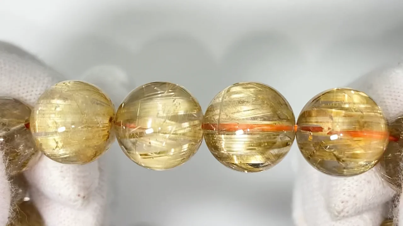 動画】【1点もの】ルチルクォーツAAAA ラウンド14.5mm 1連(ブレス) NO