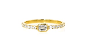 .50 ct. t.w. Emerald-Cut and Round Lab-Grown Diamond Ring in 18kt Gold Over Sterling