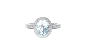 1.50 Carat Aquamarine Ring with Diamonds in Sterling Silver