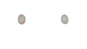 Bezel-Set Opal Stud Earrings in Sterling Silver
