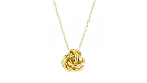 14kt Yellow Gold Love Knot Jewelry Set Necklace and Earrings