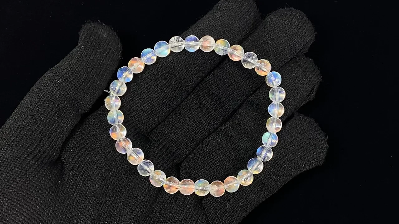 アンデシンラブラドライト ブレスレット 動画】【1点もの】宝石質アンデシンラブラドライトAAAA ラウンド6mm 1