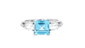 2.10 Carat Swiss Blue Topaz Ring with 1.00 ct. t.w. White Topaz in Sterling Silver