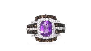 1.20 Carat Amethyst Ring with .50 ct. t.w. Smoky Quartz and .50 ct. t.w. White Topaz in Sterling Silver