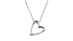 Sterling Silver Heart Pendant Necklace with Diamonds