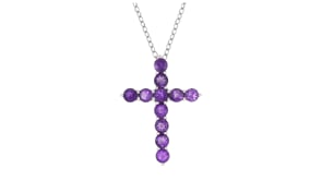 1.90 ct. t.w. Amethyst Cross Pendant Necklace in Sterling Silver