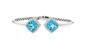 9.50 ct. t.w. Swiss Blue Topaz Cuff Bracelet with .80 ct. t.w. White Topaz in Sterling Silver