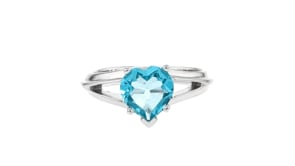 3.30 Carat Swiss Blue Topaz Heart Ring in Sterling Silver