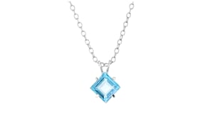 1.30 Carat Square Swiss Blue Topaz Pendant Necklace in Sterling Silver
