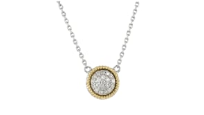 .25 ct. t.w. Diamond Cluster Necklace in Sterling Silver and 14kt Yellow Gold