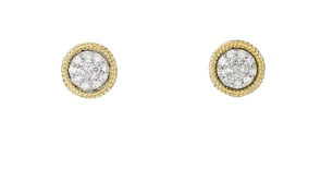 .33 ct. t.w. Diamond Cluster Earrings in Sterling Silver and 14kt Yellow Gold