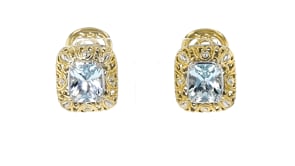 C. 1980 Vintage 8.50 ct. t.w. Aquamarine Earrings in 18kt Two-Tone Gold