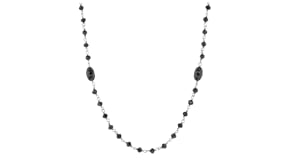 C. 2000 Vintage 21.20 ct. t.w. Black Diamond Bead Station Necklace in 14kt White Gold