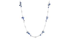 C. 1990 Vintage 3.85 ct. t.w. Sapphire and 2.70 ct. t.w. Diamond Station Necklace in 18kt White Gold