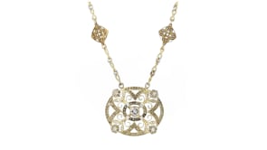 C. 1990 Vintage 2.07 ct. t.w. Brown and White Diamond Necklace in 14kt Two-Tone Gold